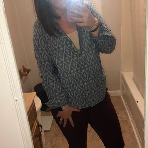 Jean button up with Aztec design! ✨